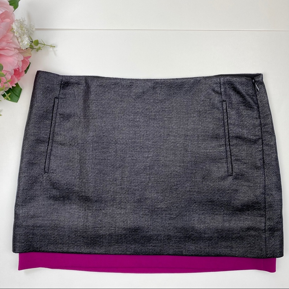 DVF Women’s Elley Mini Skirt Black Fuchsia Size 4 - Picture 2 of 8